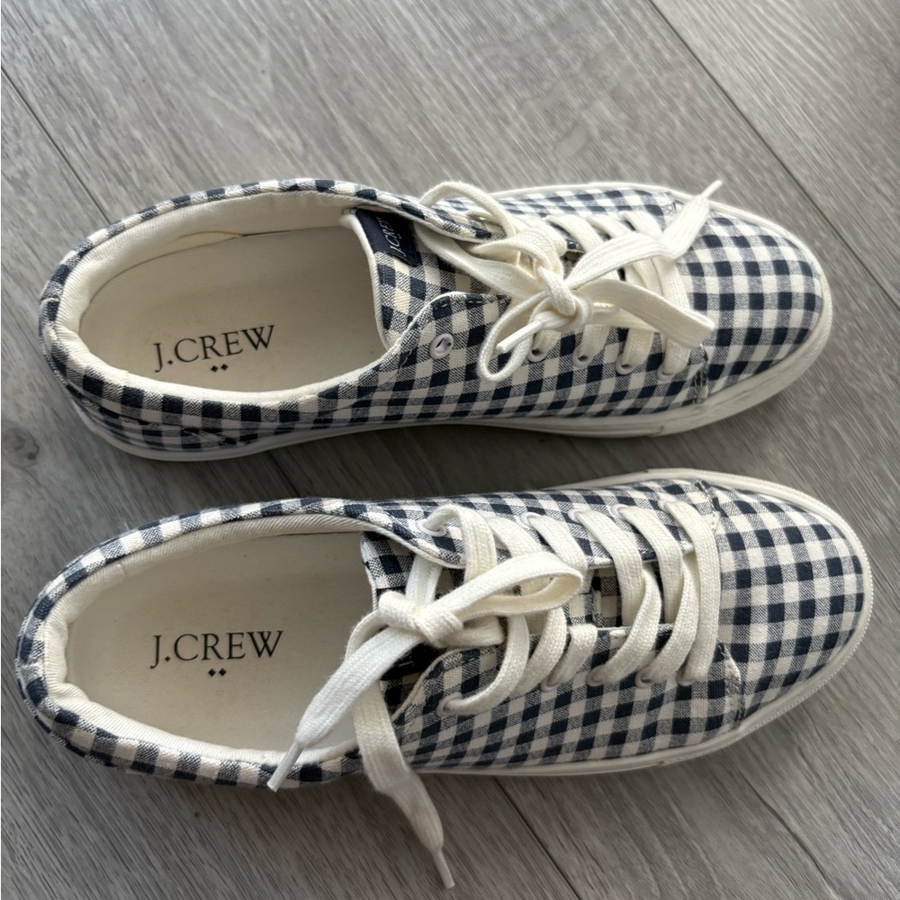 J. Crew Blue and White Sneakers Classic Lace-Up Design